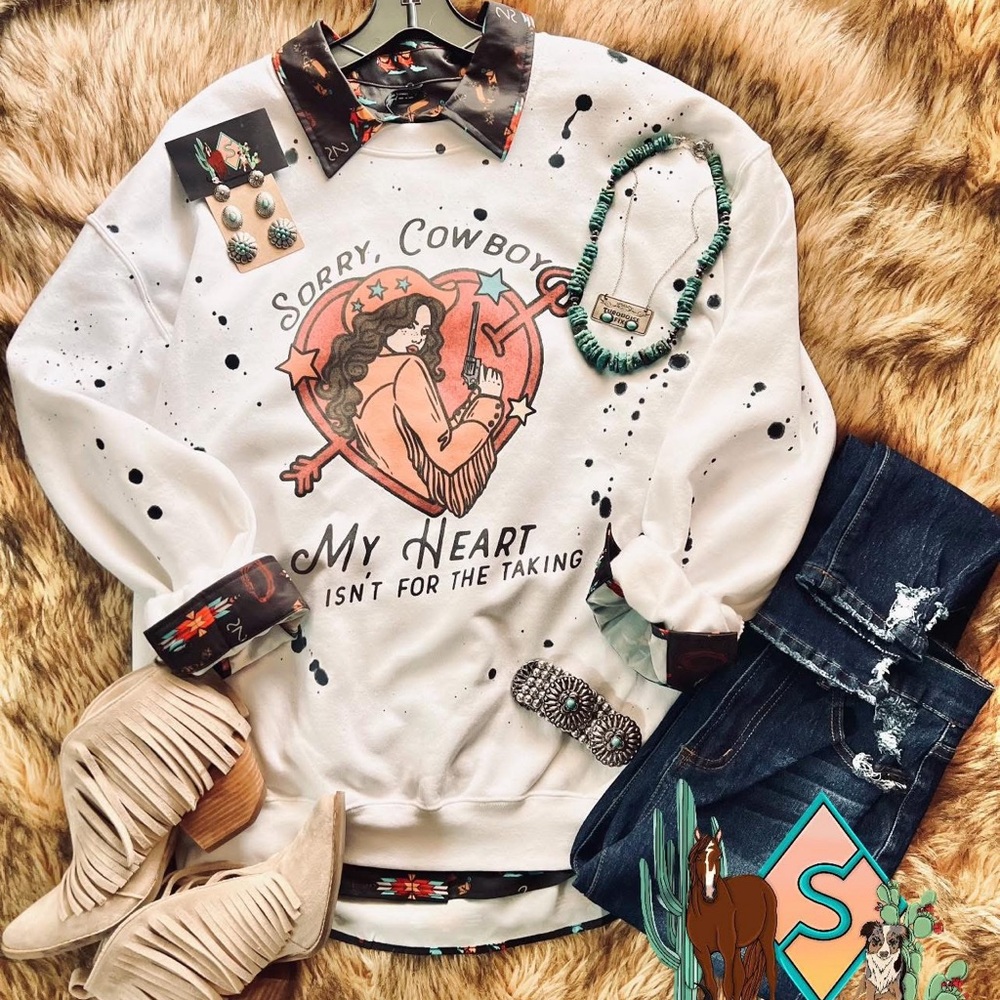 Women's White Graphic Splatter Sweatshirt Only